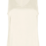Mos Mosh - Astrid v-neck silkkitoppi, ecru