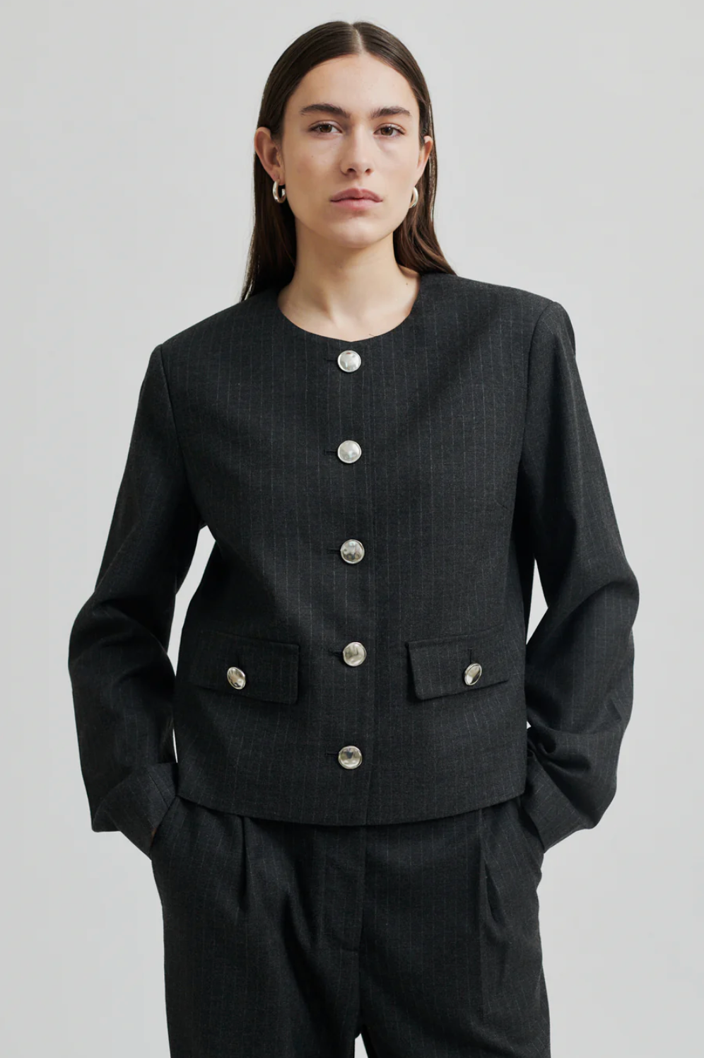 Wake lyhyt bleiseri, dark grey melange