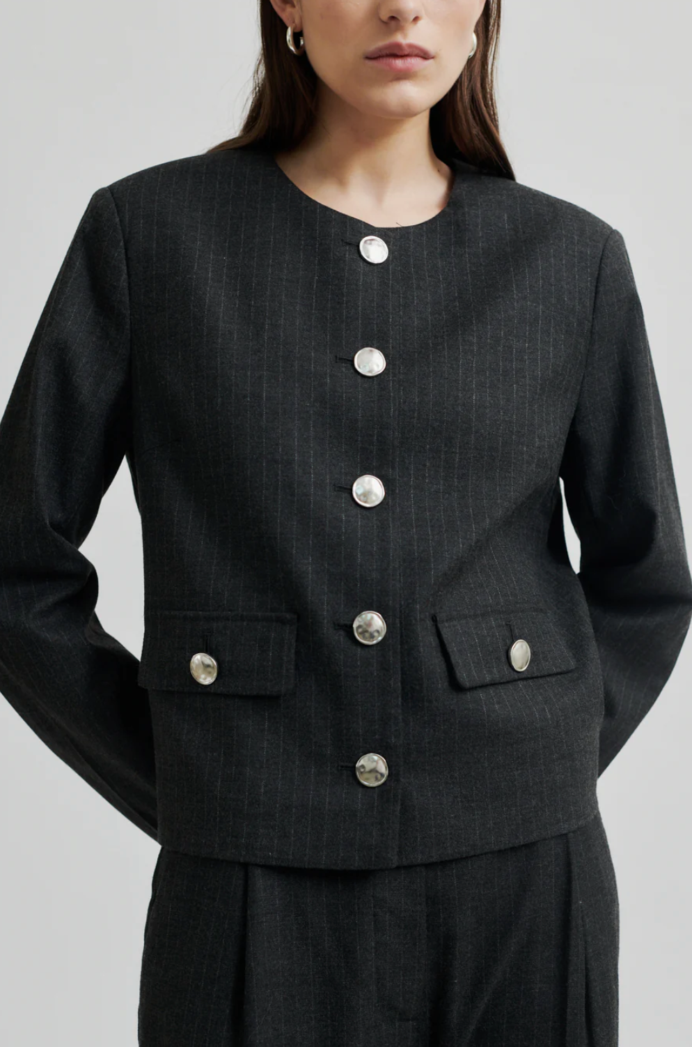 Wake lyhyt bleiseri, dark grey melange