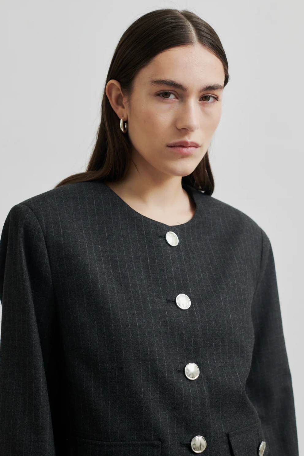 Wake lyhyt bleiseri, dark grey melange