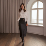 Tianna midi satiinihame, black