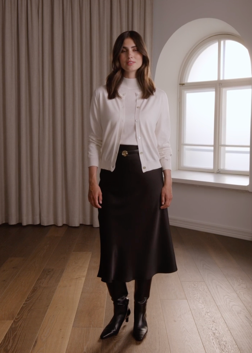 Tianna midi satiinihame, black
