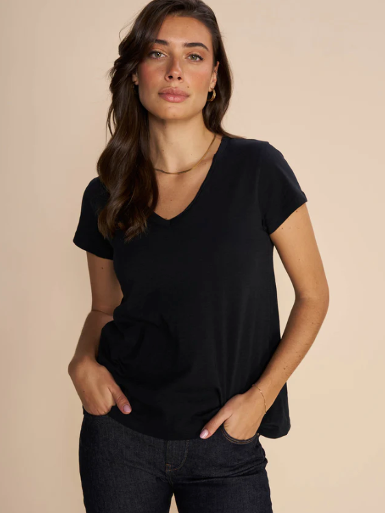 Mos Mosh - Tulli Basic t-paita v-kaulus, black