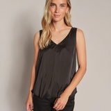 Mos Mosh - Astrid v-neck silkkitoppi, black