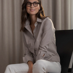 Camilla puuvillakauluspaita, greige