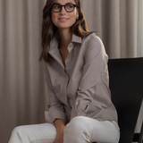 Camilla puuvillakauluspaita, greige