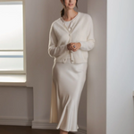 Tianna midi satiinihame, cream