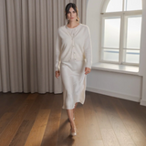 Tianna midi satiinihame, cream