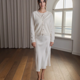 Tianna midi satiinihame, cream