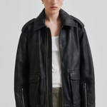 Auras Leather Jacket, black