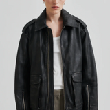 Auras Leather Jacket, black