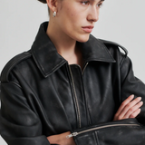 Auras Leather Jacket, black