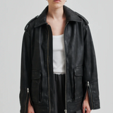 Auras Leather Jacket, black