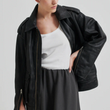 Auras Leather Jacket, black