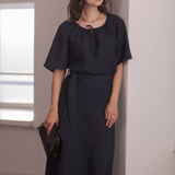 Leveähelmainen pellavahame, Dark Navy