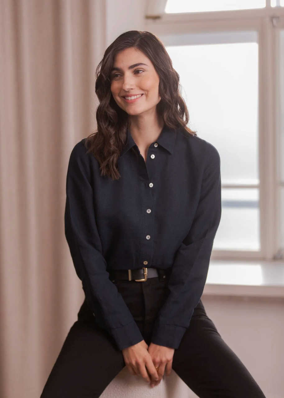 Pellavakauluspaita, Dark Navy