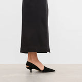 Ninni Slingback korkokengät mokkanahkaa, Black