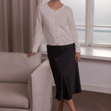 Pitkähihainen cashmereneuletakki, Cream