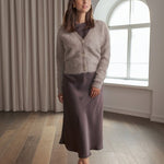 Original Story Tianna midi satiinihame, dark chocolate