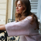 Josie alpakkaneule 3/4 Short Sleeves, Light Pink