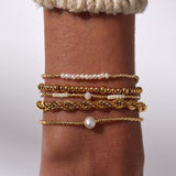 Slim Pearly Bracelet, Gold