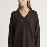 Venny V-neck pusero bambuneulosta, Dark Brown