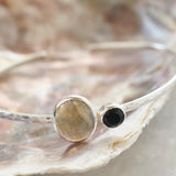Memorable Labradorite Black Onyx rannekoru, Silver Plated
