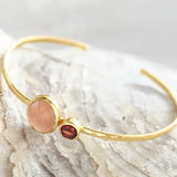 Memorable Peach Moonstone Garnet rannekoru, Gold Plated