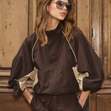 Alora Block Jacket, Dark Brown