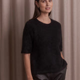 Lyhythihainen alpakkasekoiteneule, Black
