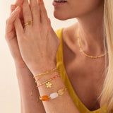 Desirable Carnelian Rose Quartz Citrine rannekoru, Gold Colored