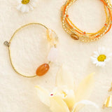 Desirable Carnelian Rose Quartz Citrine rannekoru, Gold Colored