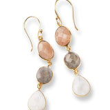 Granted Peach Moonstone Labradorite Moonstone korvakorut, Gold Plated