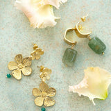 Expressive Aventurine korvakorut, Gold Plated
