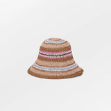 Striped Saverina Straw bucket hattu, Mocha Brown
