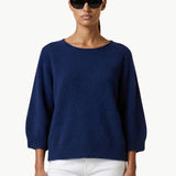 Heidy alpakkaneule vajaamittaisilla hihoilla, Navy Blue