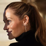 Bow crystal large earring, Gold
