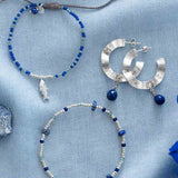 Flashy Lapis Lazuli rannekoru, Silver Colored