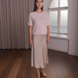 Lyhythihainen cashmereneule, Pale Pink