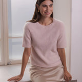 Lyhythihainen cashmereneule, Pale Pink