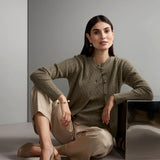 Palmikkoneuletakki cashmerea, Light Olive