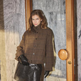 OlvaCC Check Balloon Jacket, Dark brown ENNAKKOMYYNTI!