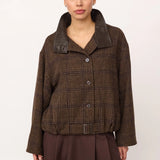 OlvaCC Check Balloon Jacket, Dark brown ENNAKKOMYYNTI!