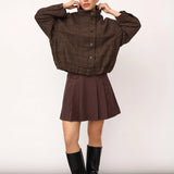 OlvaCC Check Balloon Jacket, Dark brown ENNAKKOMYYNTI!