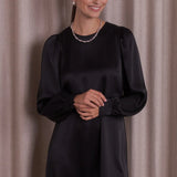 Pitkähihainen satiinimekko puhvihihalla, Black