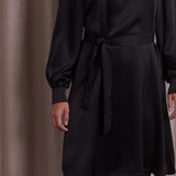 Pitkähihainen satiinimekko puhvihihalla, Black