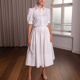 Puuvillahame NEW leveällä käänteellä, White
