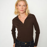 Ronika Wool Knit Polo, Bracken