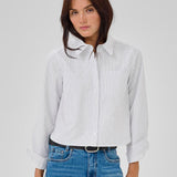 Jean lyhyt kauluspaita, Pearl Blue Striped