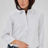Jean lyhyt kauluspaita, Pearl Blue Striped